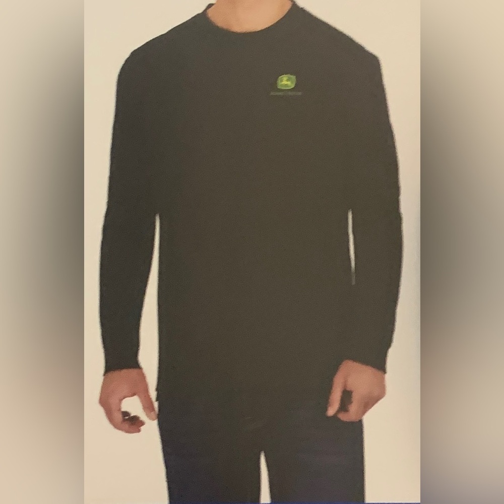 John Deere Black Long-Sleeve Crew with Green Logo